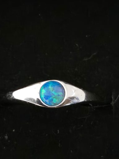 Bague argent et opale Bleue