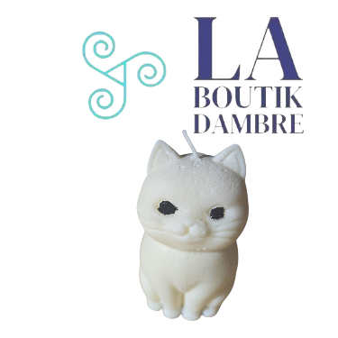 Bougie chaton blanc cire naturelle de soja Monoï
