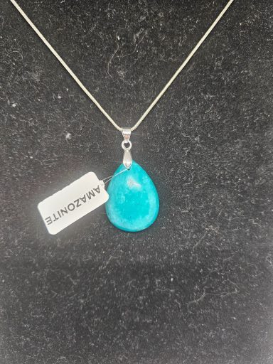 Pendentif  goutte d'eau en amazonite et  argent 925.