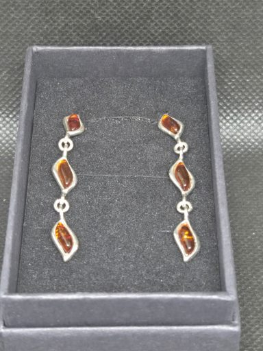 Boucles d'oreilles argent et Ambre
