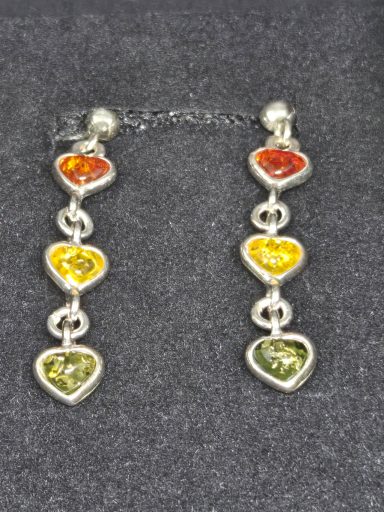 Boucles d'oreilles argent et Ambre