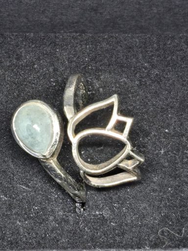 Bague lotus argent et aigue marine