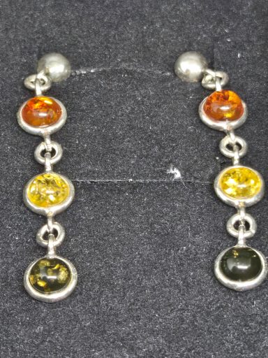 Boucles d'oreilles argent et Ambre
