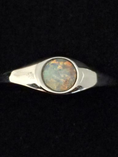 Bague argent et opale verte