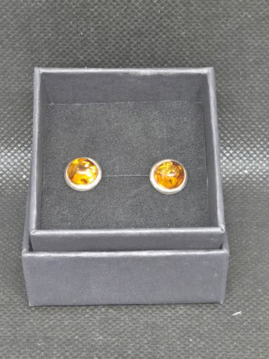 Boucles d'oreilles ronds argent et Ambre