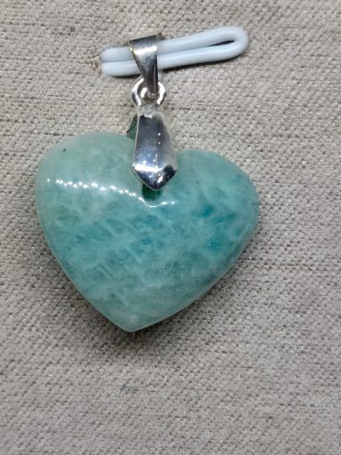 Pendentif cœur argent et amazonite