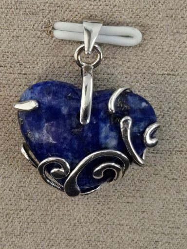 Pendentif cœur argent et lapis lazuli