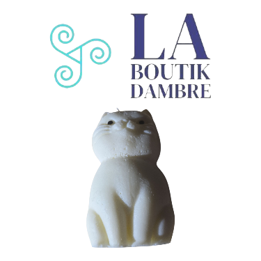 Bougie chat blanc en  cire naturelle de soja