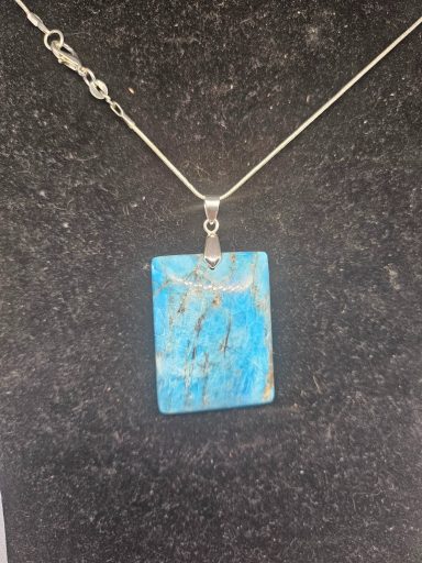 Pendentif  rectangle Apatite et argent